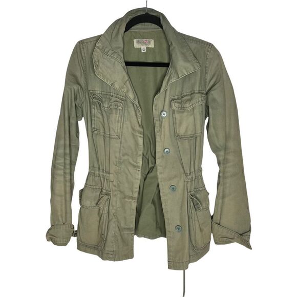 Ecote Military Style Jacket Button Down Green Medium - Picture 8 of 12